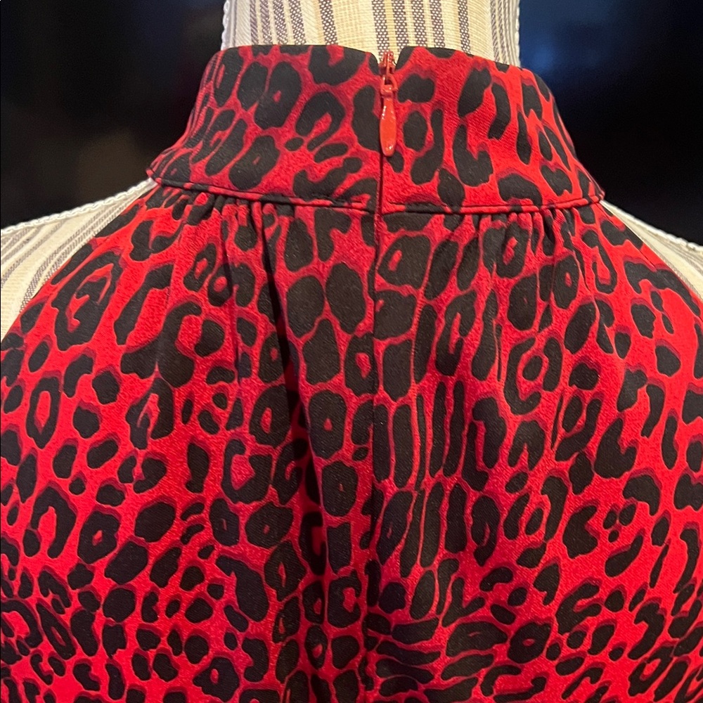 Michael Kors Red Leopard Print Halter Top - Picture 4 of 6